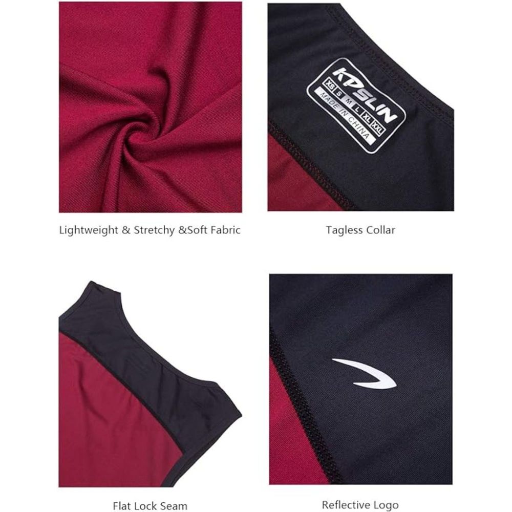 Tank Tops Quick Dry Athletic Gym Sleeveless Shirts Running Workout Jogging Red,L - Picture 3 of 6